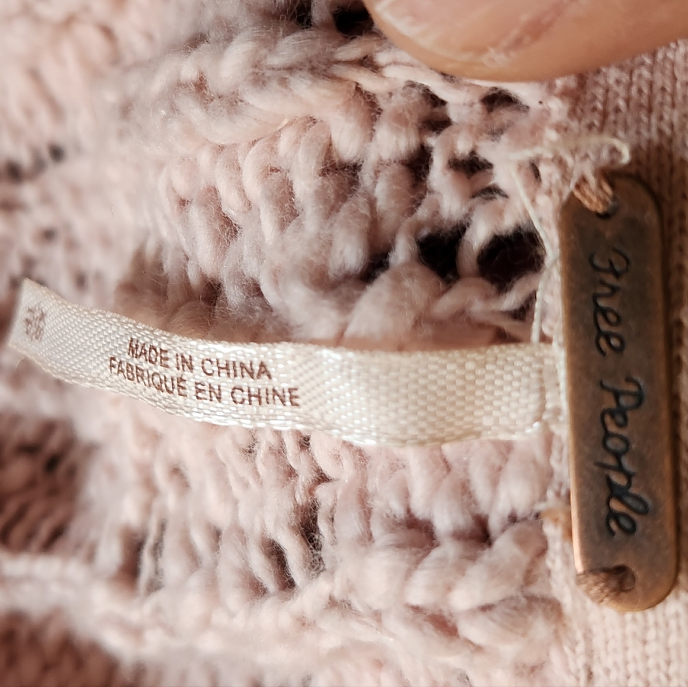 Free People Women's  Pink Oversized Large Snap Boho Cardigan Sweater - Picture 6 of 10